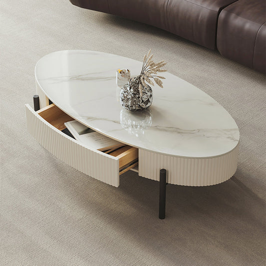 Glam 4 Legs Coffee Cocktail Table Slate Coffee Table with Storage Drawers