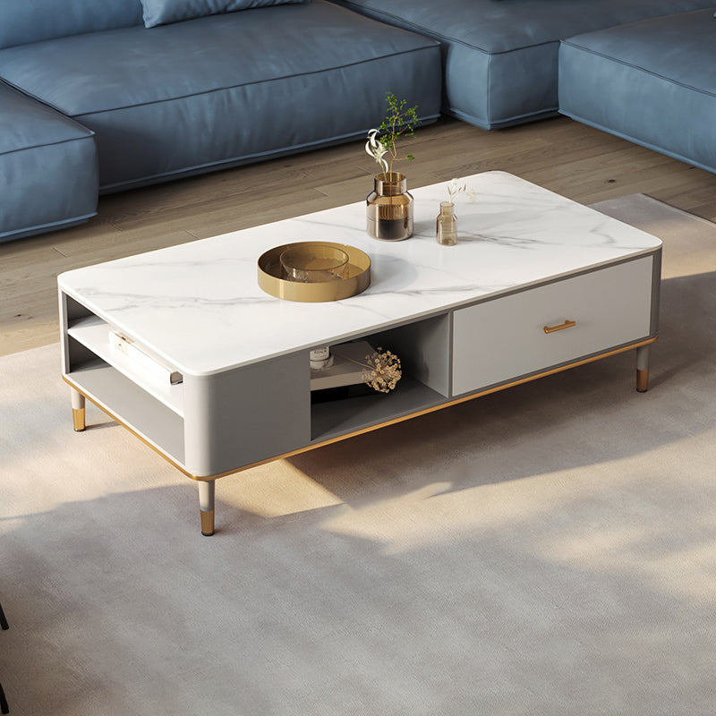 Glam 4-beiniger Couchtisch aus Schiefer, rechteckiges Couchtisch-Set für Zuhause