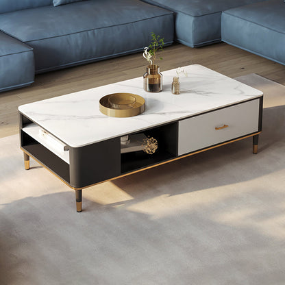 Glam 4-beiniger Couchtisch aus Schiefer, rechteckiges Couchtisch-Set für Zuhause
