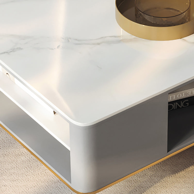 Glam 4-beiniger Couchtisch aus Schiefer, rechteckiges Couchtisch-Set für Zuhause
