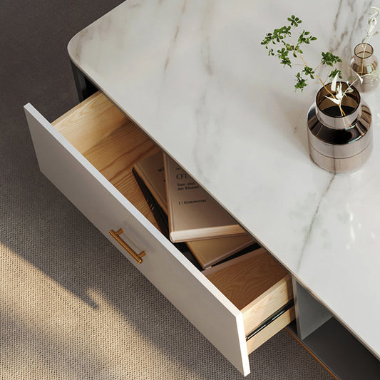 Glam 4 Legs Coffee Table Slate Rectangular Coffee Table Set for Home