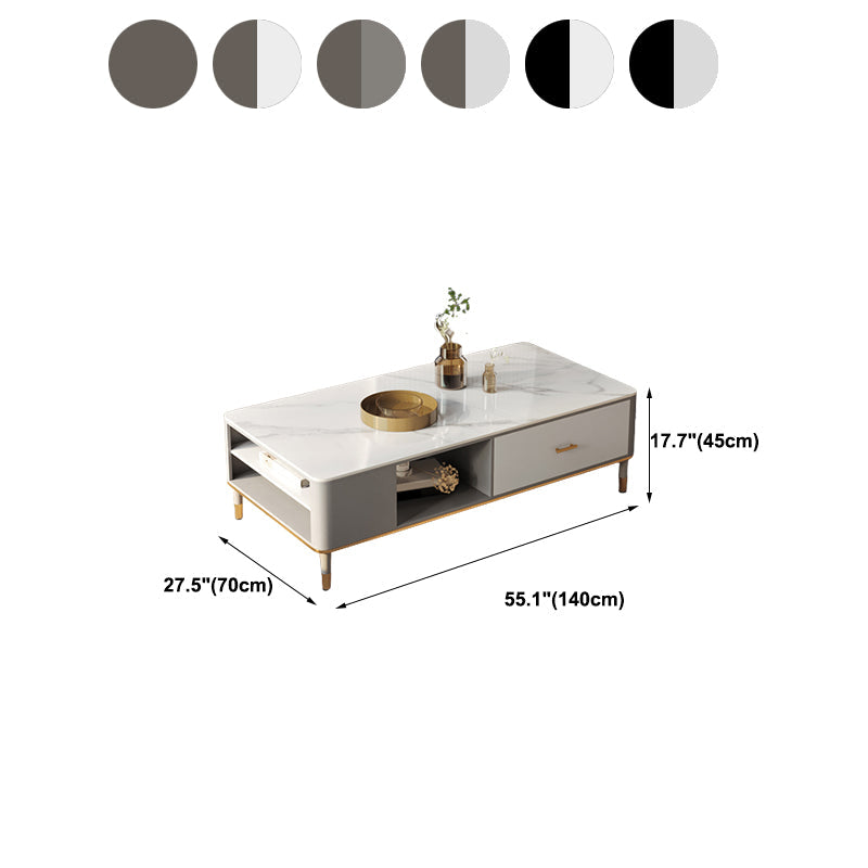 Glam 4-beiniger Couchtisch aus Schiefer, rechteckiges Couchtisch-Set für Zuhause