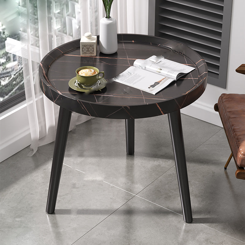 Modern 3 Legs Wooden Coffee Table Round Top Shape Cocktail Table for Living Room 16"L x 16"W x 19"H Black Clearhalo 'Coffee & Accent Tables' 'Coffee Tables' 'coffee_tables' 'furn' 'furn_coffee_tables' 'Furniture' 'Living Room Furniture' 5802881