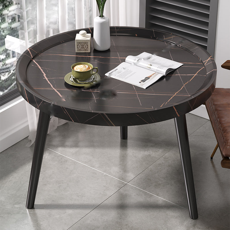 Modern 3 Legs Wooden Coffee Table Round Top Shape Cocktail Table for Living Room 24"L x 24"W x 19"H Black Clearhalo 'Coffee & Accent Tables' 'Coffee Tables' 'coffee_tables' 'furn' 'furn_coffee_tables' 'Furniture' 'Living Room Furniture' 5802882