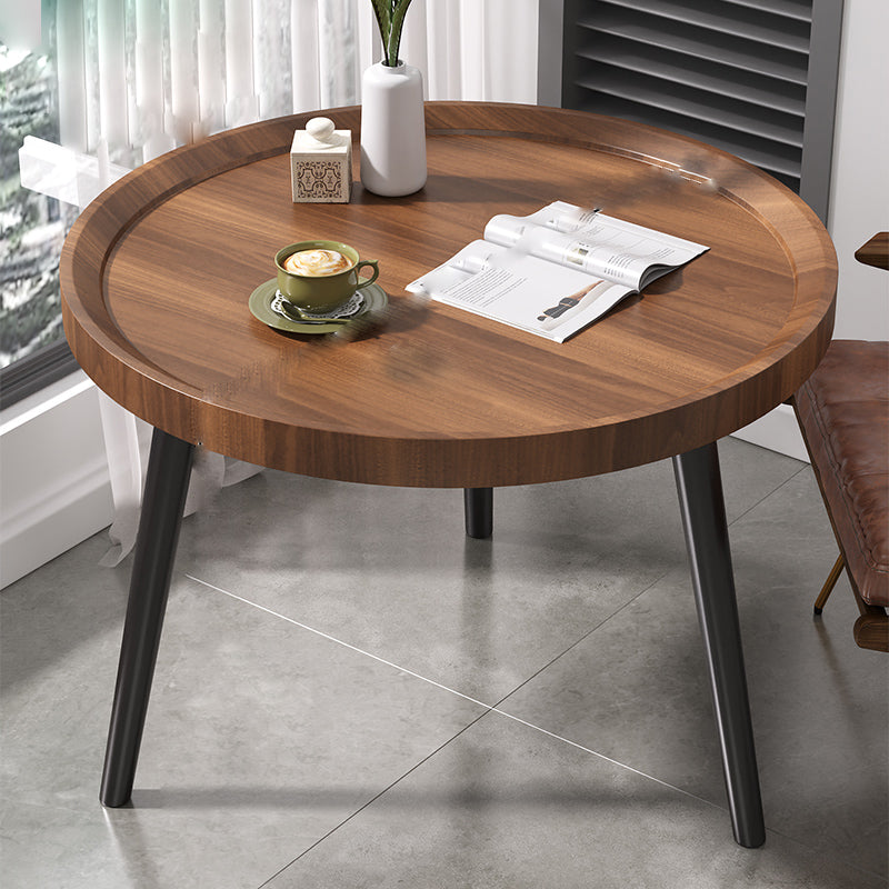 Modern 3 Legs Wooden Coffee Table Round Top Shape Cocktail Table for Living Room 24"L x 24"W x 19"H Walnut Clearhalo 'Coffee & Accent Tables' 'Coffee Tables' 'coffee_tables' 'furn' 'furn_coffee_tables' 'Furniture' 'Living Room Furniture' 5802885