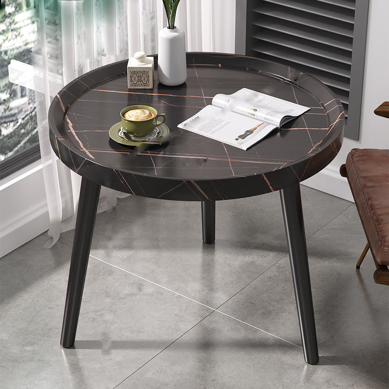 Modern 3 Legs Wooden Coffee Table Round Top Shape Cocktail Table for Living Room 20"L x 20"W x 19"H Black Clearhalo 'Coffee & Accent Tables' 'Coffee Tables' 'coffee_tables' 'furn' 'furn_coffee_tables' 'Furniture' 'Living Room Furniture' 5802886