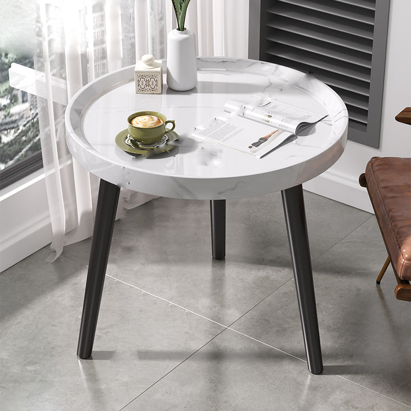 Modern 3 Legs Wooden Coffee Table Round Top Shape Cocktail Table for Living Room 16"L x 16"W x 19"H White Clearhalo 'Coffee & Accent Tables' 'Coffee Tables' 'coffee_tables' 'furn' 'furn_coffee_tables' 'Furniture' 'Living Room Furniture' 5802888
