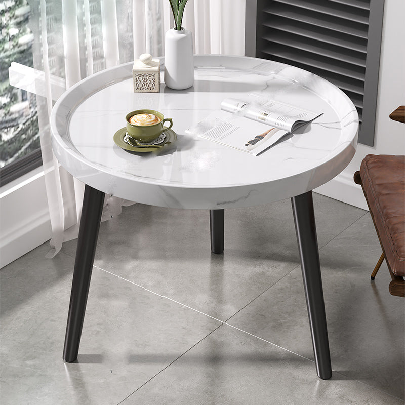 Modern 3 Legs Wooden Coffee Table Round Top Shape Cocktail Table for Living Room 20"L x 20"W x 19"H White Clearhalo 'Coffee & Accent Tables' 'Coffee Tables' 'coffee_tables' 'furn' 'furn_coffee_tables' 'Furniture' 'Living Room Furniture' 5802890