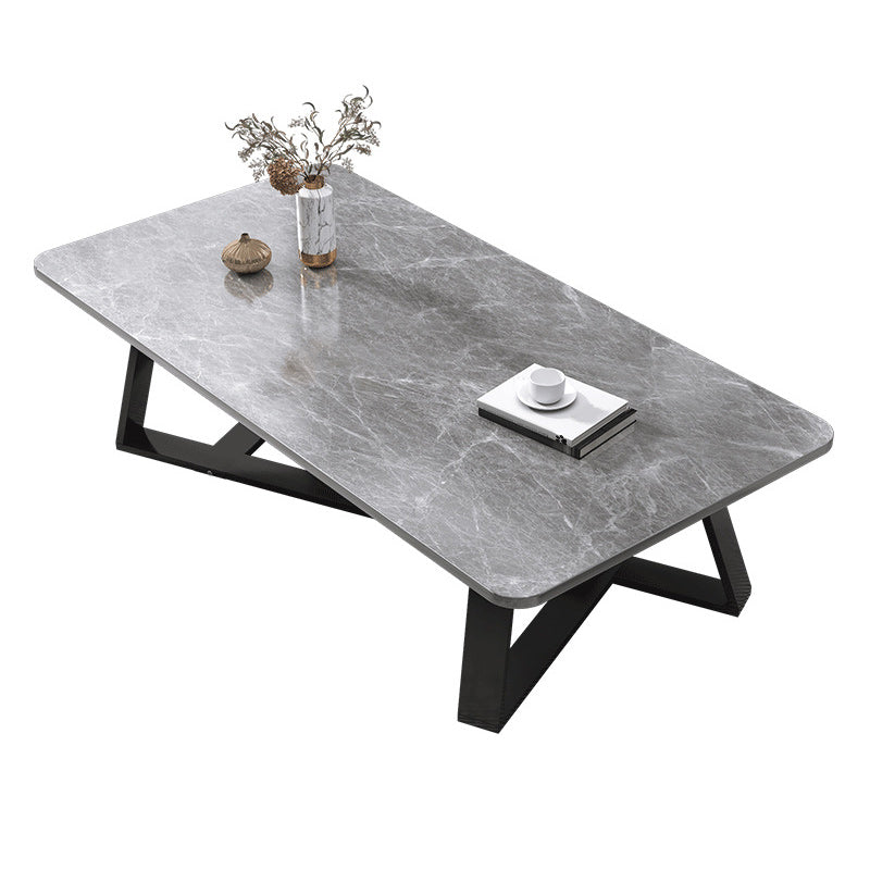 Cross Table Base Design Rectangular Faux Wood Table Ornate Style Coffee Table Clearhalo 'Coffee & Accent Tables' 'Coffee Tables' 'coffee_tables' 'furn' 'furn_coffee_tables' 'Furniture' 'Living Room Furniture' 5802968
