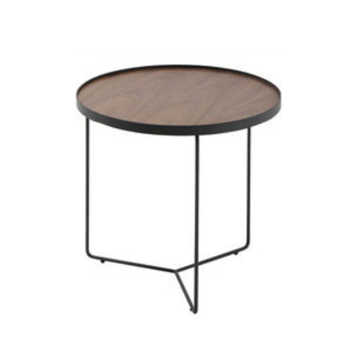 Nordic Style Round Solid Wood Table Metal Cross Legs Base Coffee Table