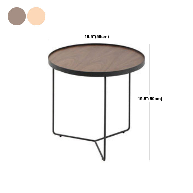 Nordic Style Round Solid Wood Table Metal Cross Legs Base Coffee Table