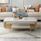17.7" H Glam Rectangle Slate Coffee Table Iron 4 Legs Cocktail Table with Shelf White-Gold Clearhalo 'Coffee & Accent Tables' 'Coffee Tables' 'coffee_tables' 'furn' 'furn_coffee_tables' 'Furniture' 'Living Room Furniture' 5802999