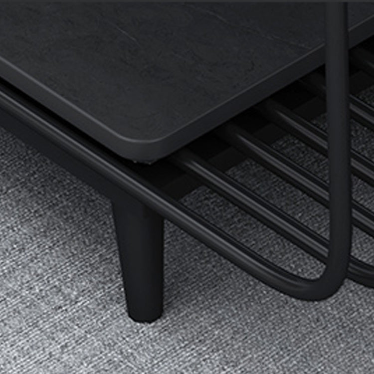 17.7" H Glam Rectangle Slate Coffee Table Iron 4 Legs Cocktail Table with Shelf Clearhalo 'Coffee & Accent Tables' 'Coffee Tables' 'coffee_tables' 'furn' 'furn_coffee_tables' 'Furniture' 'Living Room Furniture' 5803006