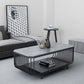 17.7" H Glam Rectangle Slate Coffee Table Iron 4 Legs Cocktail Table with Shelf Clearhalo 'Coffee & Accent Tables' 'Coffee Tables' 'coffee_tables' 'furn' 'furn_coffee_tables' 'Furniture' 'Living Room Furniture' 5803008
