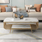 17.7" H Glam Rectangle Slate Coffee Table Iron 4 Legs Cocktail Table with Shelf Beige Gold Clearhalo 'Coffee & Accent Tables' 'Coffee Tables' 'coffee_tables' 'furn' 'furn_coffee_tables' 'Furniture' 'Living Room Furniture' 5803011