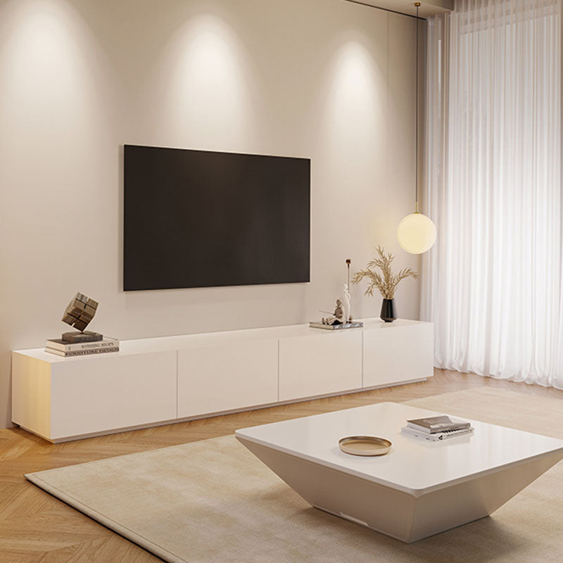 Nordischer weißer TV-Schrank, modernes, einfaches Wohnzimmer, minimalistischer Boden-TV-Schrank
