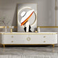 Contemporary White TV Stand Console 4-Drawer Enclosed Storage TV Media Stand 79"L x 16"W x 20"H Wood Door Clearhalo 'furn' 'furn_tv_stands_entertainment_centers' 'Furniture' 'Living Room Furniture' 'TV Stands & Entertainment Centers' 'TV Stands & Media Storage Furniture' 'tv_stands_entertainment_centers' 5803231