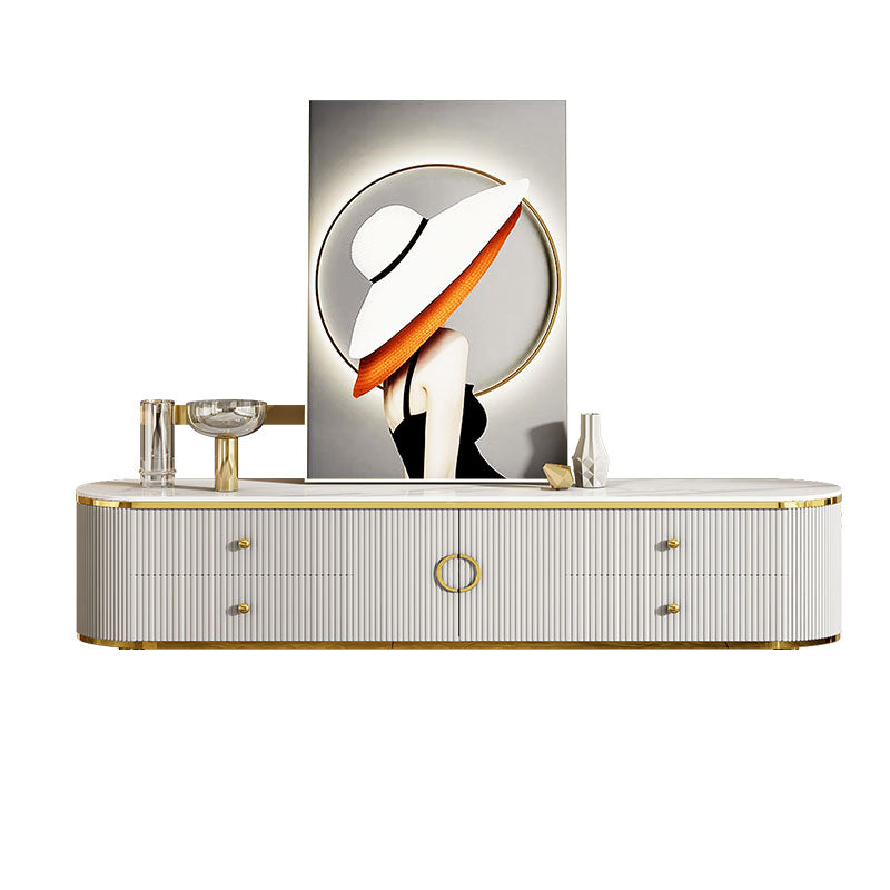 Contemporary White TV Stand Console 4-Drawer Enclosed Storage TV Media Stand Wood Door Clearhalo 'furn' 'furn_tv_stands_entertainment_centers' 'Furniture' 'Living Room Furniture' 'TV Stands & Entertainment Centers' 'TV Stands & Media Storage Furniture' 'tv_stands_entertainment_centers' 5803232