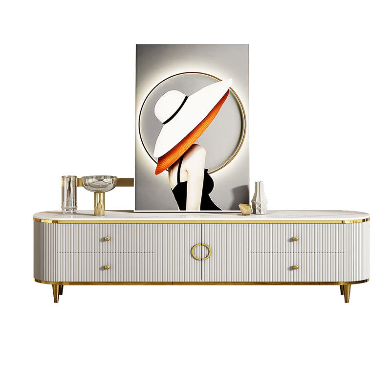 Contemporary White TV Stand Console 4-Drawer Enclosed Storage TV Media Stand Wood Door Clearhalo 'furn' 'furn_tv_stands_entertainment_centers' 'Furniture' 'Living Room Furniture' 'TV Stands & Entertainment Centers' 'TV Stands & Media Storage Furniture' 'tv_stands_entertainment_centers' 5803236