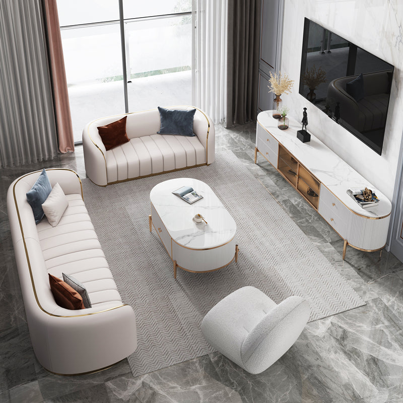 Console TV contemporanea con portaoggetti, supporto TV per console multimediale a 4 cassetti