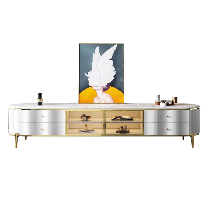 Console TV contemporanea con portaoggetti, supporto TV per console multimediale a 4 cassetti