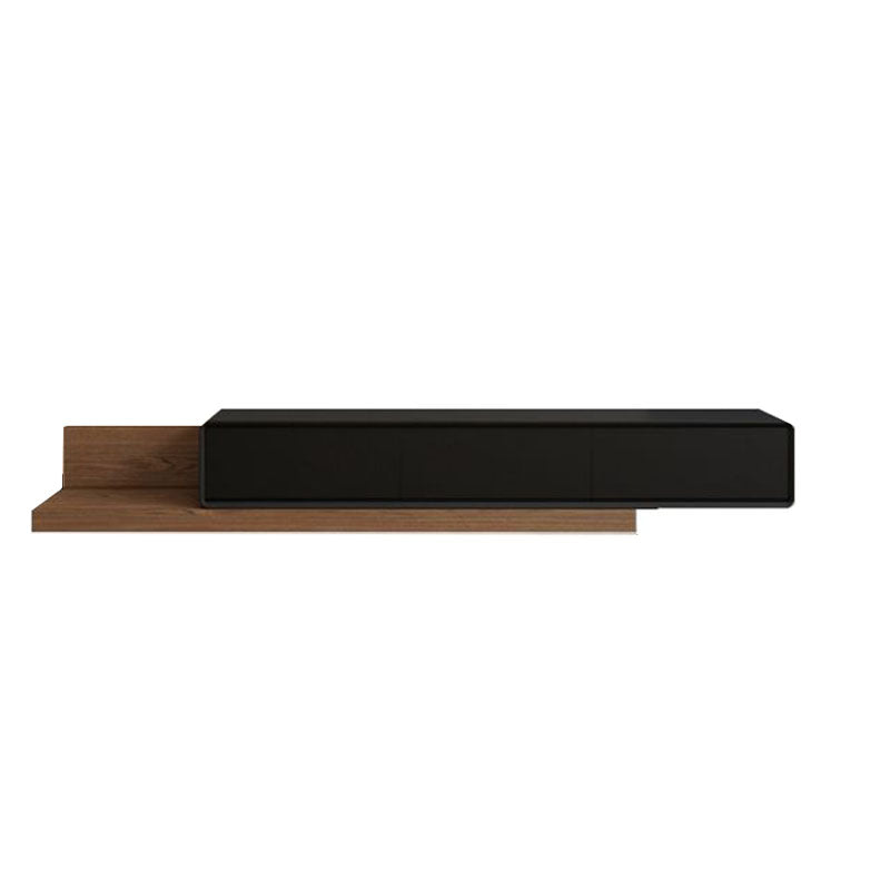 Contemporary Faux Wood TV Stand Console Enclosed Storage TV Stand 59"L x 16.5"W x 11"H Wood-Black Clearhalo 'furn' 'furn_tv_stands_entertainment_centers' 'Furniture' 'Living Room Furniture' 'TV Stands & Entertainment Centers' 'TV Stands & Media Storage Furniture' 'tv_stands_entertainment_centers' 5803271