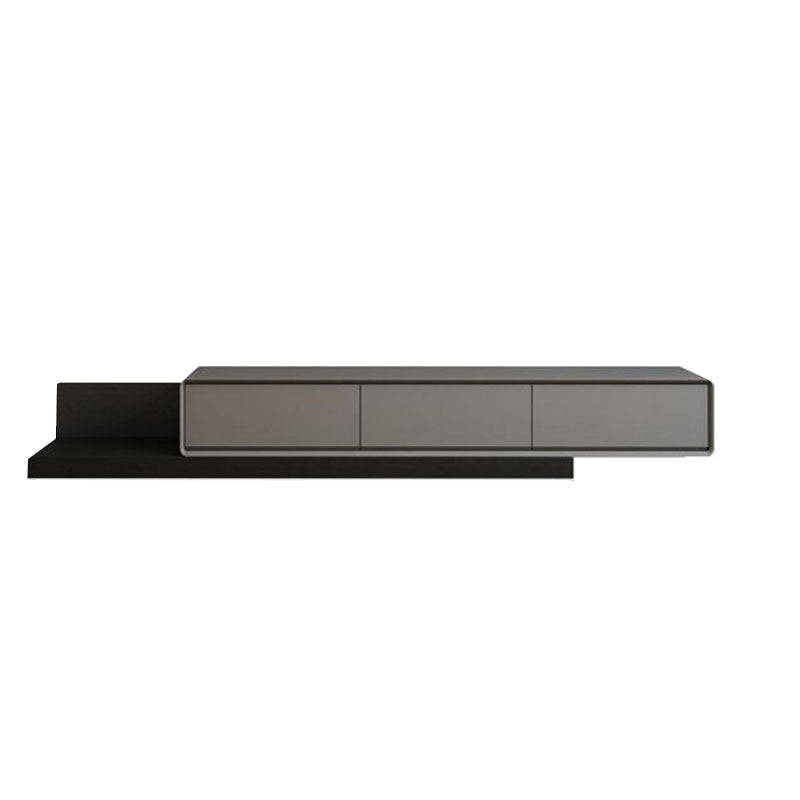 Contemporary Faux Wood TV Stand Console Enclosed Storage TV Stand 59"L x 16.5"W x 11"H Black Gray Clearhalo 'furn' 'furn_tv_stands_entertainment_centers' 'Furniture' 'Living Room Furniture' 'TV Stands & Entertainment Centers' 'TV Stands & Media Storage Furniture' 'tv_stands_entertainment_centers' 5803275