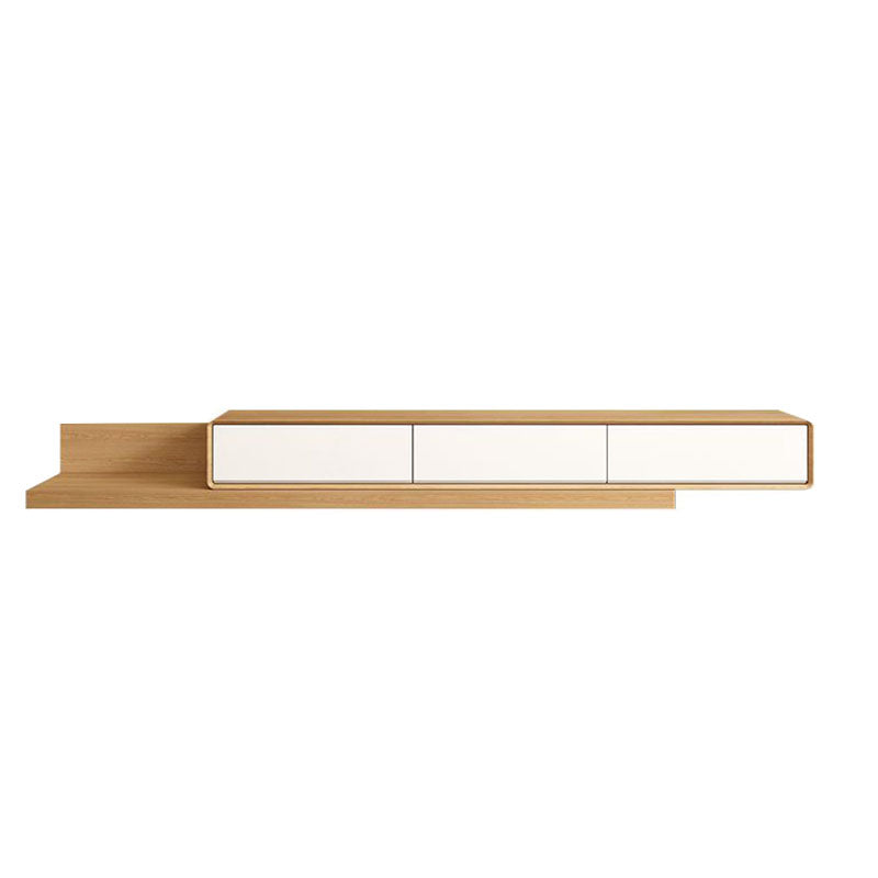 Contemporary Faux Wood TV Stand Console Enclosed Storage TV Stand 79"L x 16.5"W x 11"H Natural White Clearhalo 'furn' 'furn_tv_stands_entertainment_centers' 'Furniture' 'Living Room Furniture' 'TV Stands & Entertainment Centers' 'TV Stands & Media Storage Furniture' 'tv_stands_entertainment_centers' 5803281