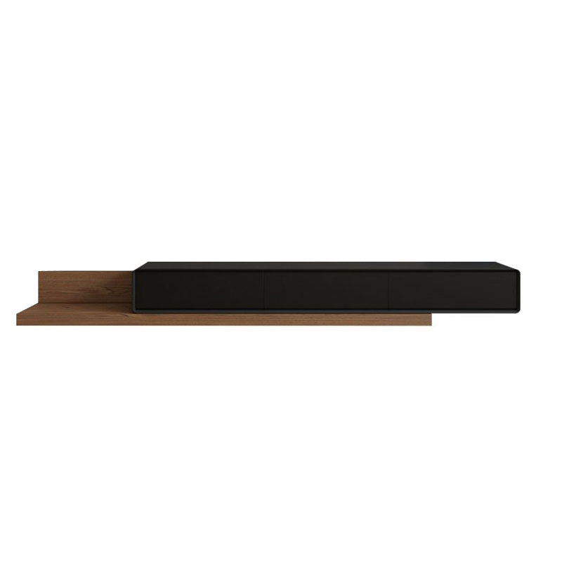 Contemporary Faux Wood TV Stand Console Enclosed Storage TV Stand 79"L x 16.5"W x 11"H Wood-Black Clearhalo 'furn' 'furn_tv_stands_entertainment_centers' 'Furniture' 'Living Room Furniture' 'TV Stands & Entertainment Centers' 'TV Stands & Media Storage Furniture' 'tv_stands_entertainment_centers' 5803289