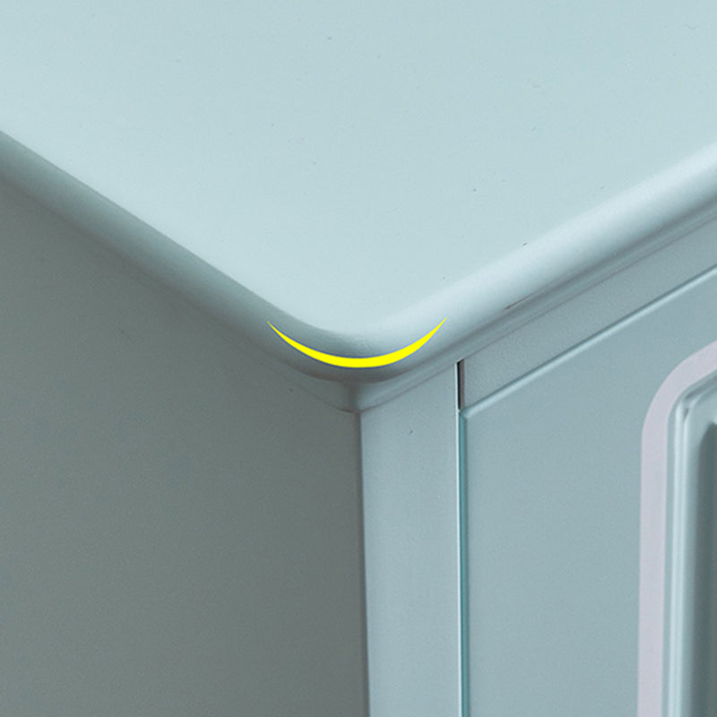 Cofre de acento de rectángulo de madera azul/ blanco contemporáneo con cajones