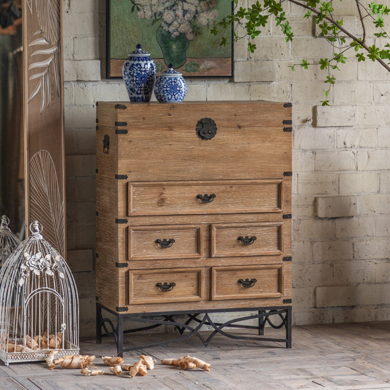 Moderne moderne houten rechthoek IJzeren benen Accent Cabinet met lade