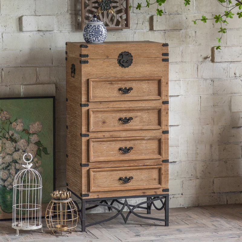 Moderne moderne houten rechthoek IJzeren benen Accent Cabinet met lade