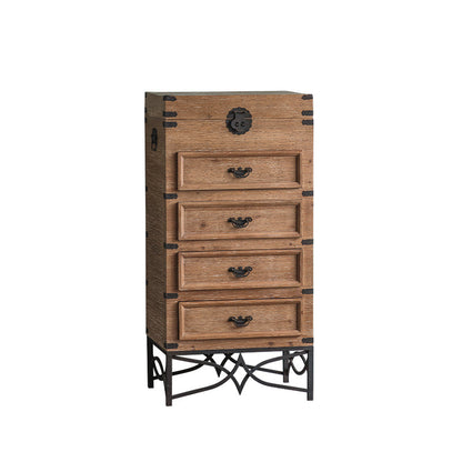 Mid-century Modern Wooden Rectangle Iron Legs Accent Cabinet with Drawer 21.7"L x 15.7"W x 44.1"H