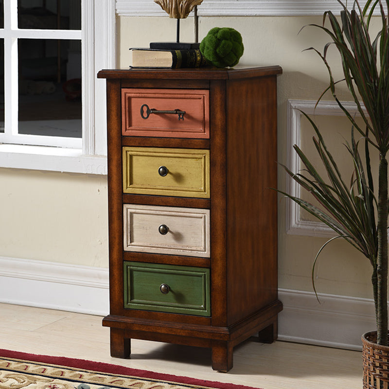 33" Tall 4 - Drawer Accent Chest, Wooden Rectangle Side Cabinet