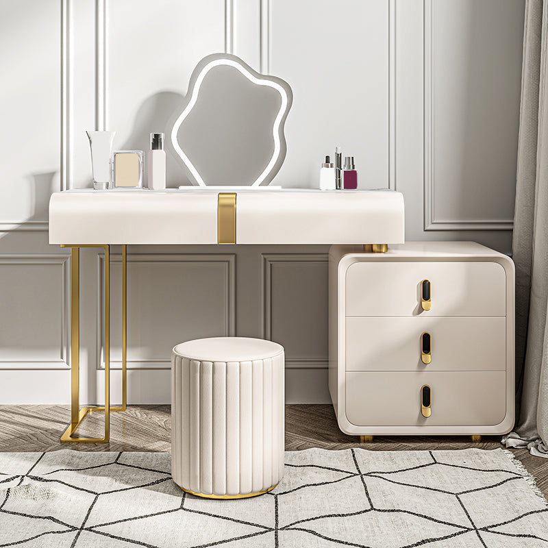 Glam Slate Top make -up ijdelheid bureau met lade, beige kleedtafel