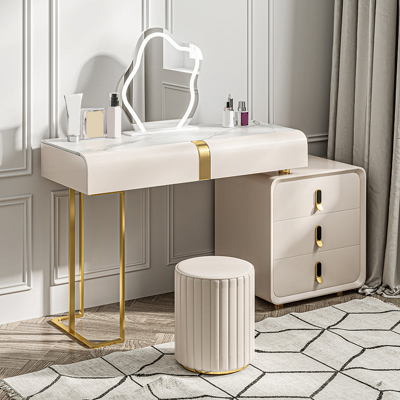 Glam Slate Top make -up ijdelheid bureau met lade, beige kleedtafel