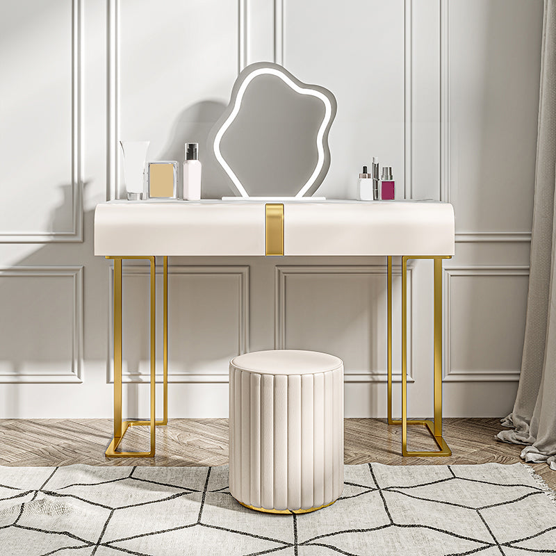Glam Slate Top make -up ijdelheid bureau met lade, beige kleedtafel