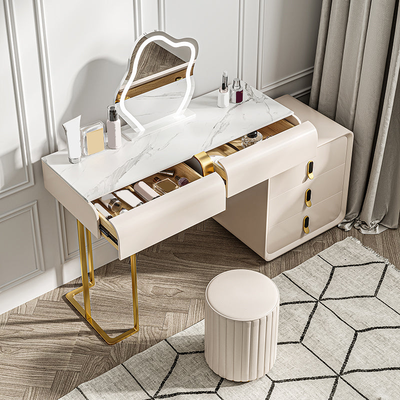 Glam Slate Top make -up ijdelheid bureau met lade, beige kleedtafel