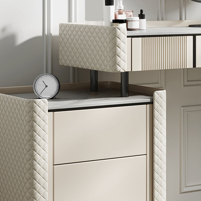 Slate Top Vanity Dressing Table Set Glam Solid Wood Makeup Vanity Set