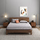 Mid-Century Modern Panel Bed with Brown Penal Headboard and Wooden Legs