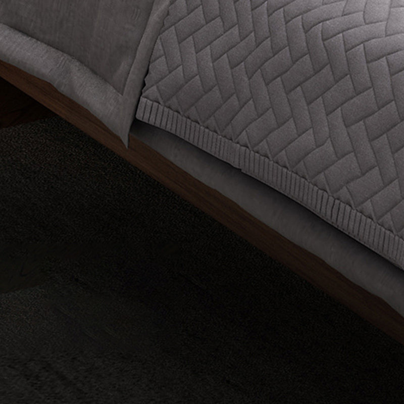 Mid-Century Modern Panel Bed with Brown Penal Headboard and Wooden Legs