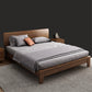 Mid-Century Modern Panel Bed with Brown Penal Headboard and Wooden Legs