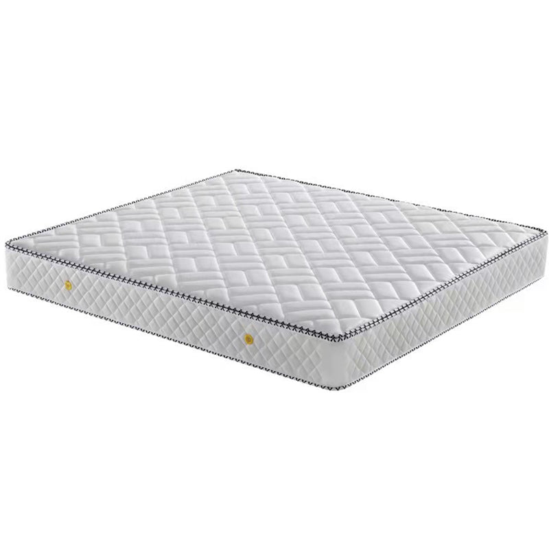 Lit blanc contemporain avec une tête de lit en faux cuir rectangle