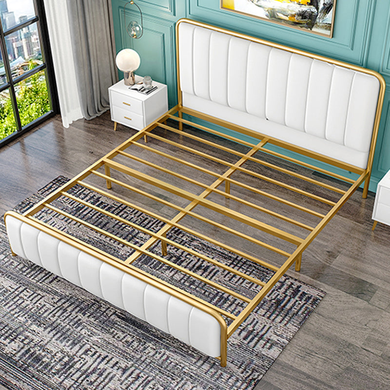 Iron Frame Standard Bed with Rectangular Panel Headboard and Metal Legs
