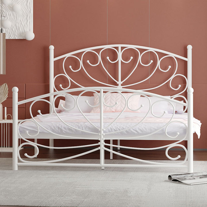 Modern Iron Open-Frame Bed with Arched Headboard and Metal Legs