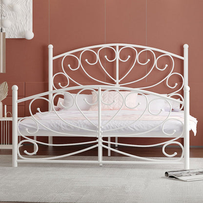 Modern Iron Open-Frame Bed with Arched Headboard and Metal Legs