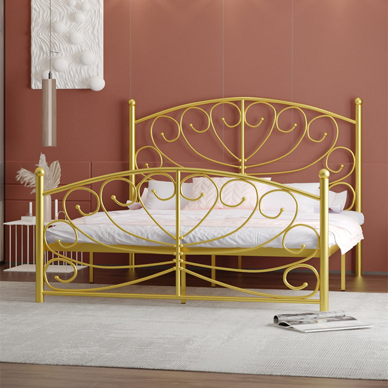Modern Iron Open-Frame Bed with Arched Headboard and Metal Legs