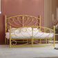 Modern Iron Open-Frame Bed with Arched Headboard and Metal Legs