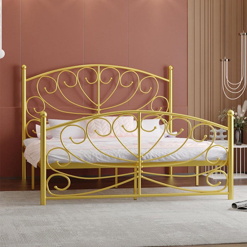 Modern Iron Open-Frame Bed with Arched Headboard and Metal Legs