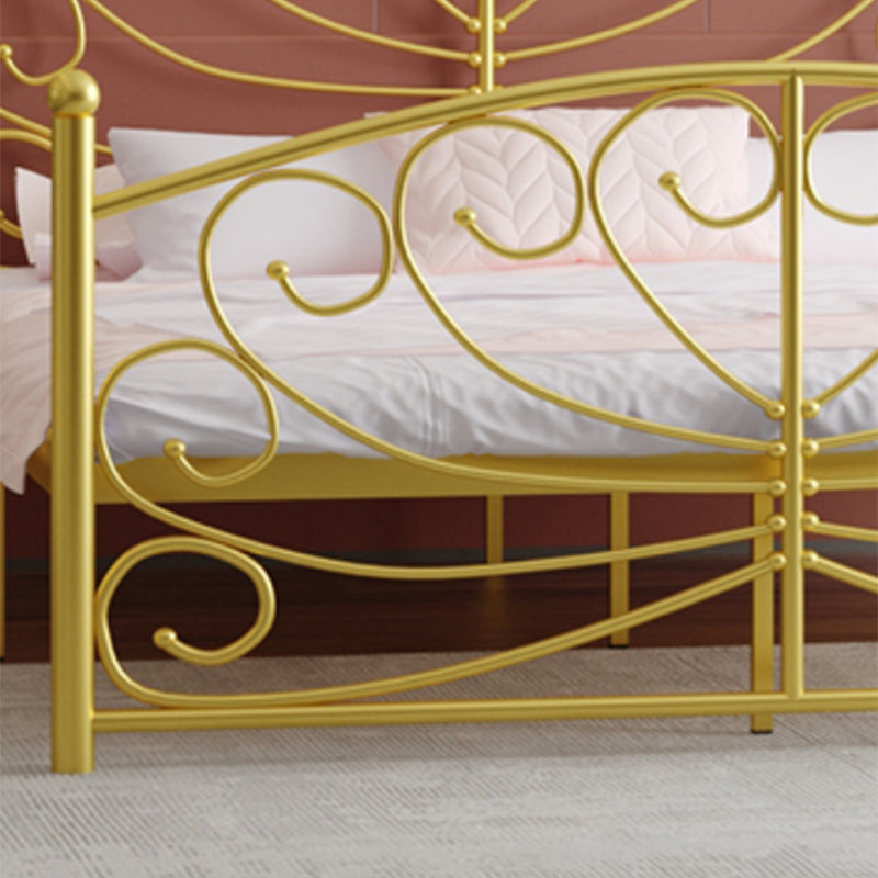 Modern Iron Open-Frame Bed with Arched Headboard and Metal Legs